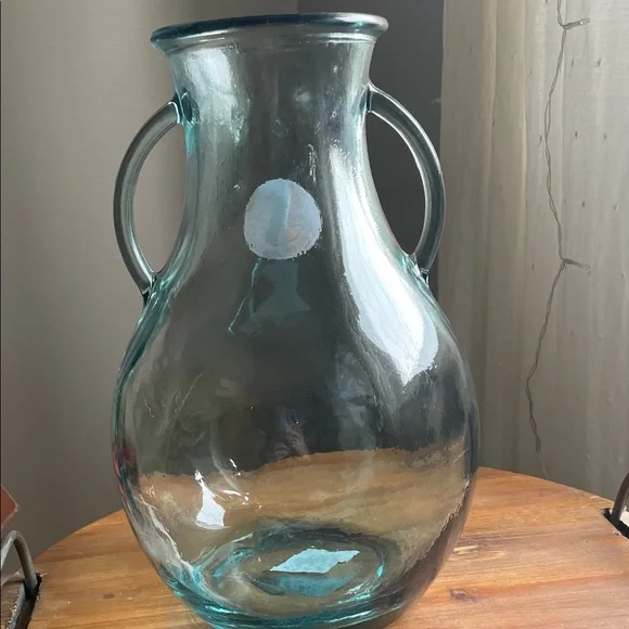 Artisan Green Tinted Glass Vase with Handles - Picture 9 of 10